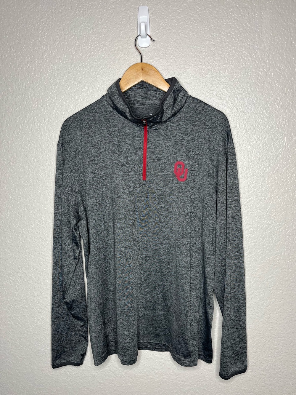 Oklahoma Sooners OU Mississippi State Gray Quarter Zip Pullover Large Colosseum